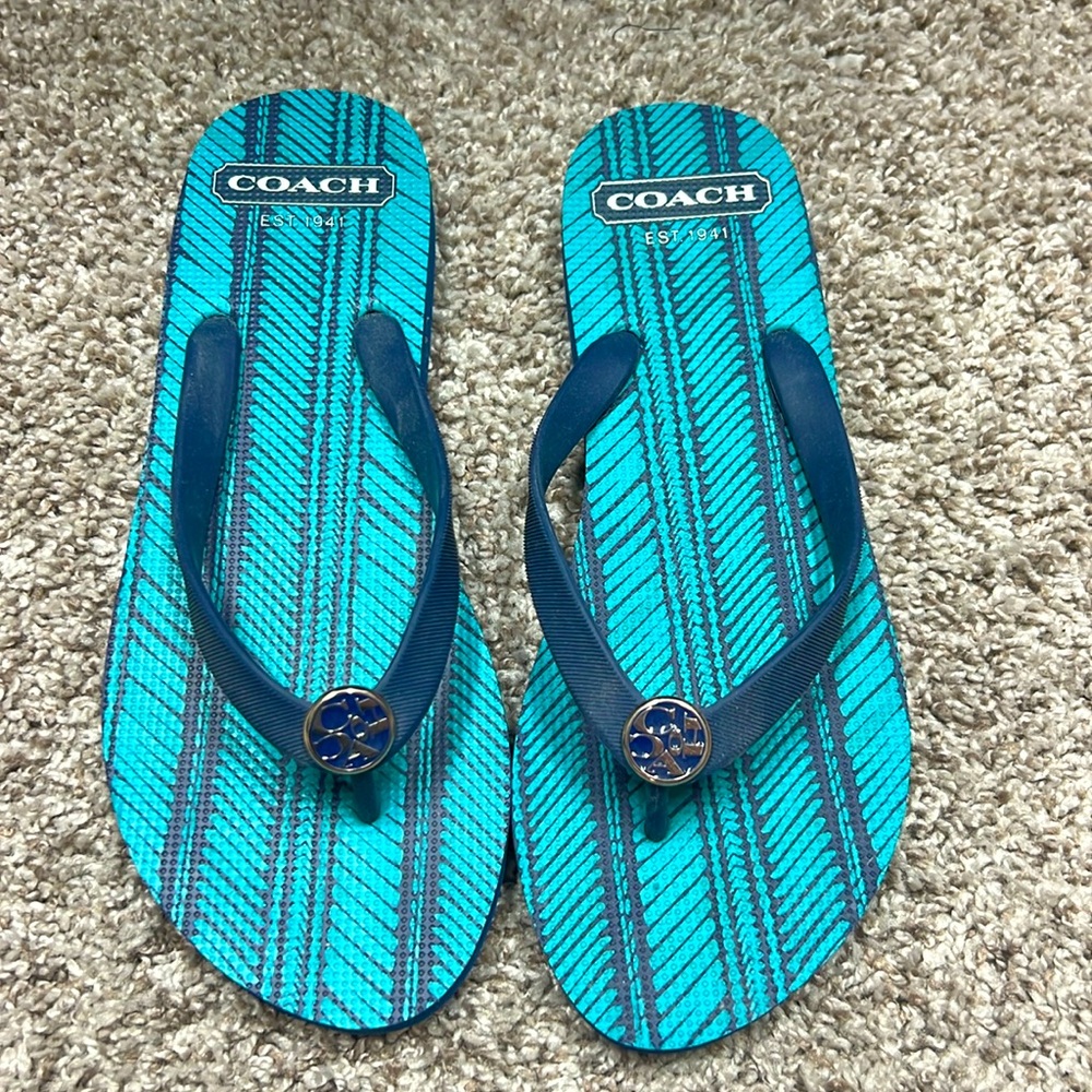 Coach teal flip flops/sandals